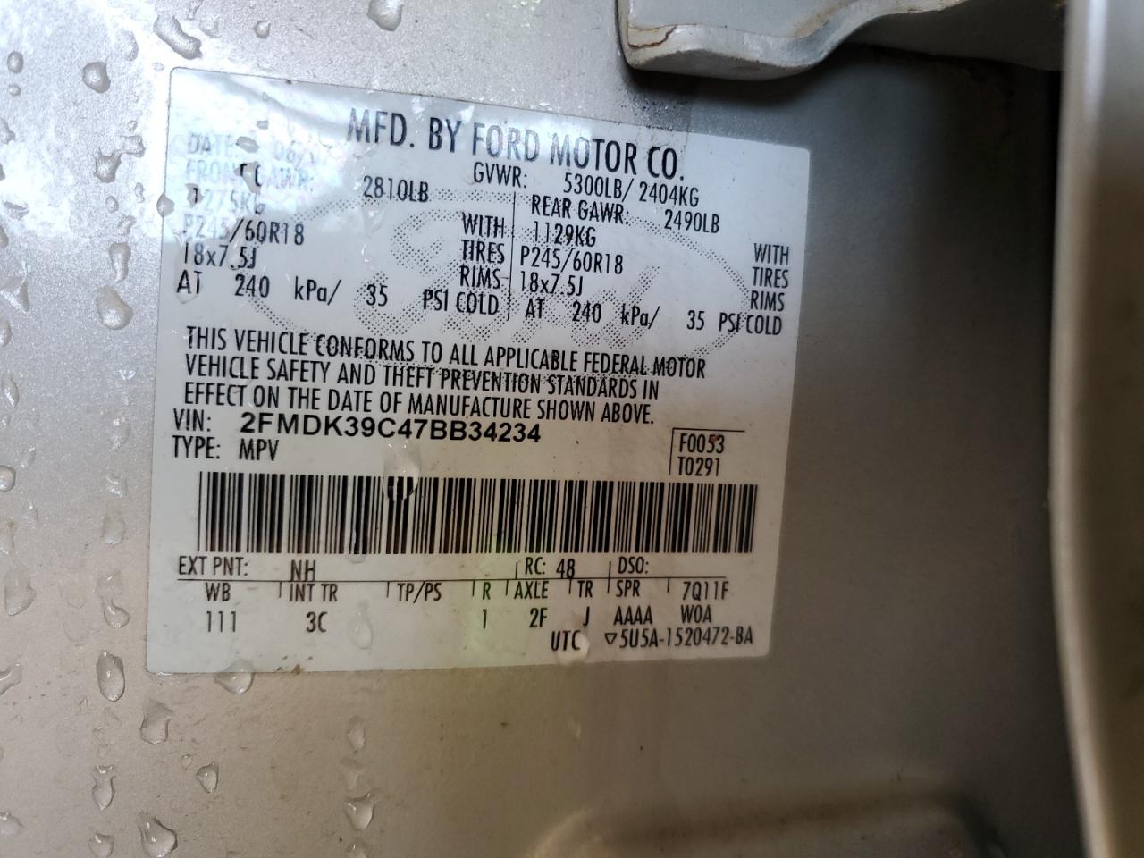 2FMDK39C47BB34234 2007 Ford Edge Sel Plus