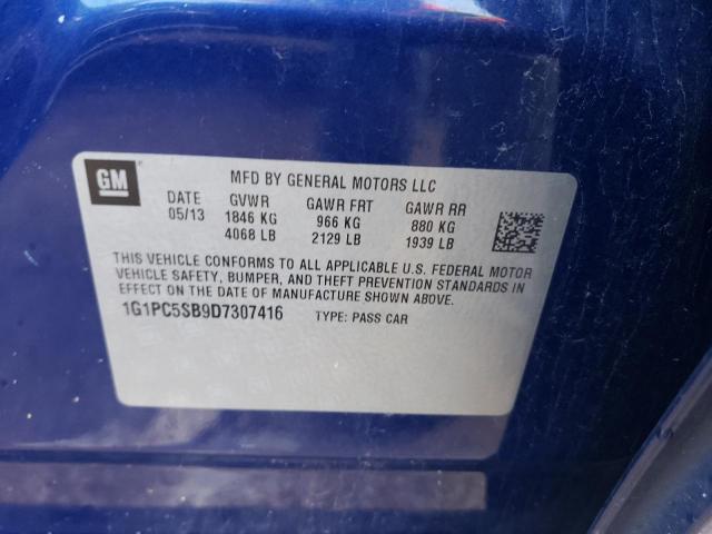 2013 Chevrolet Cruze Lt VIN: 1G1PC5SB9D7307416 Lot: 53713684