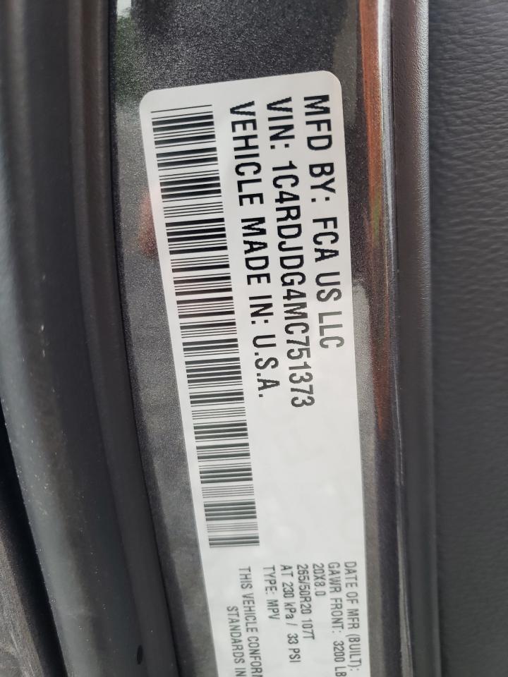 1C4RDJDG4MC751373 2021 Dodge Durango Gt