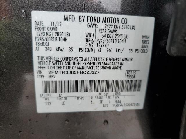 2015 Ford Edge Sel VIN: 2FMTK3J85FBC23327 Lot: 53174834