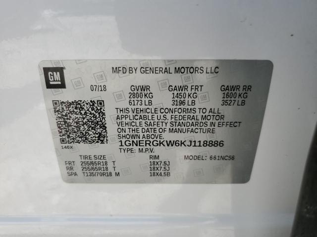 2019 Chevrolet Traverse Lt VIN: 1GNERGKW6KJ118886 Lot: 56134094