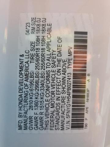 2023 Honda Pilot Exl VIN: 5FNYG1H54PB027413 Lot: 55894874