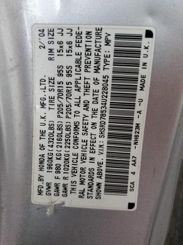 2004 Honda Cr-V Lx VIN: SHSRD78534U228045 Lot: 55474944