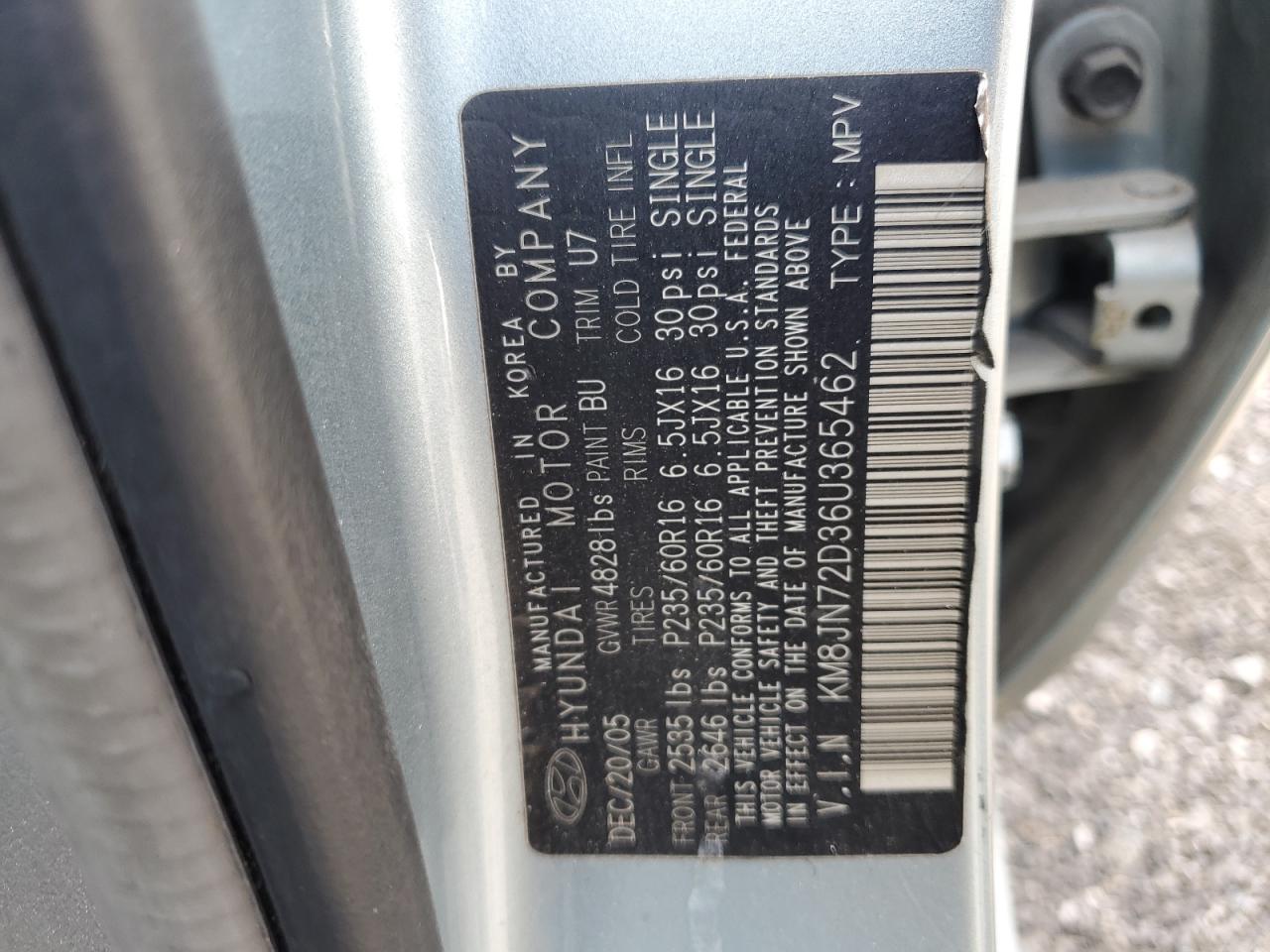 KM8JN72D36U365462 2006 Hyundai Tucson Gls