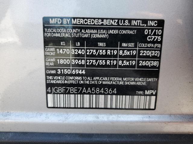 2010 Mercedes-Benz Gl 450 4Matic VIN: 4JGBF7BE7AA584364 Lot: 54381744