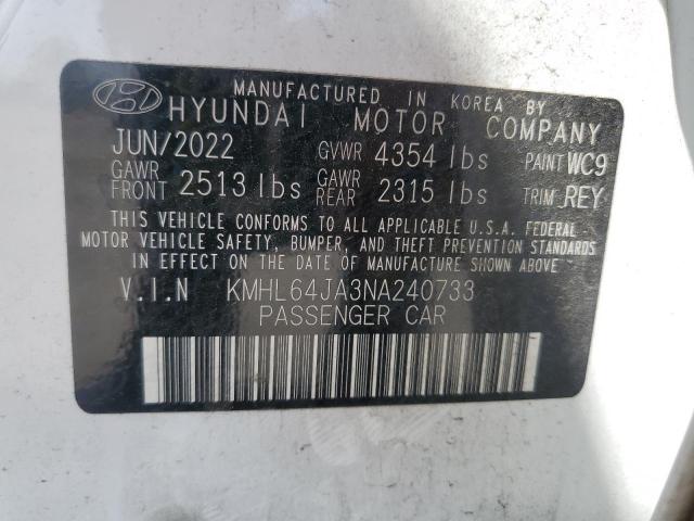 2022 Hyundai Sonata Sel VIN: KMHL64JA3NA240733 Lot: 55421724