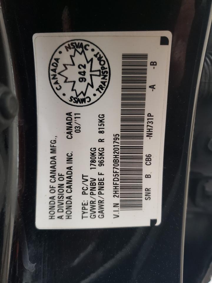 2HHFD5F70BH201795 2011 Acura Csx Technology