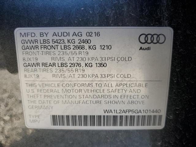 2016 Audi Q5 Premium Plus VIN: WA1L2AFP5GA101440 Lot: 54979094