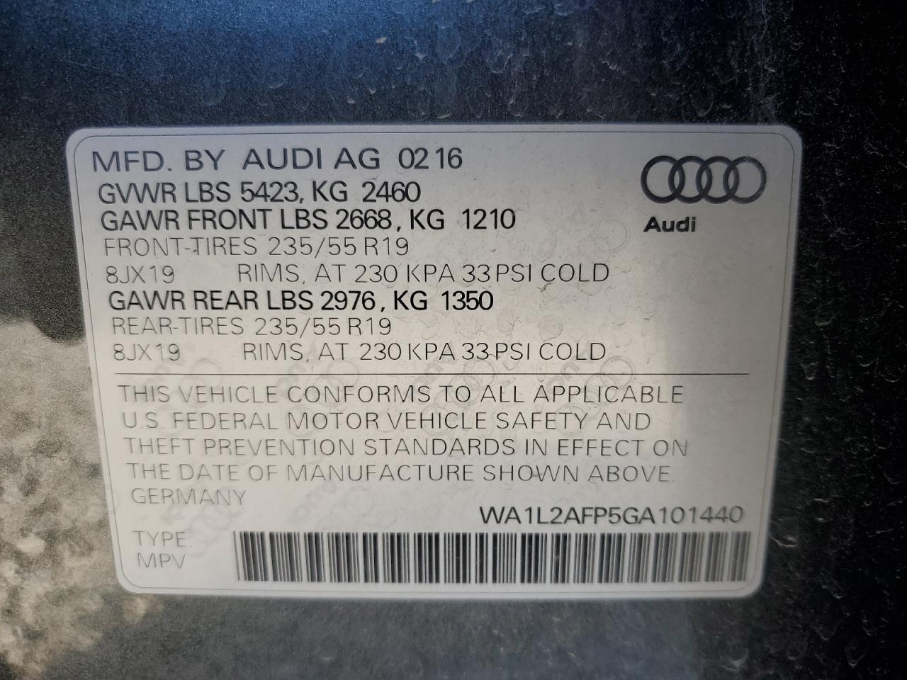 WA1L2AFP5GA101440 2016 Audi Q5 Premium Plus