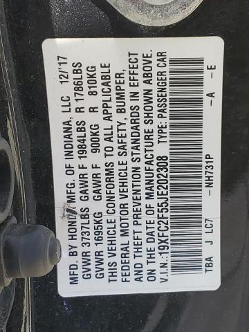 2018 Honda Civic Lx VIN: 19XFC2F55JE202308 Lot: 54487744