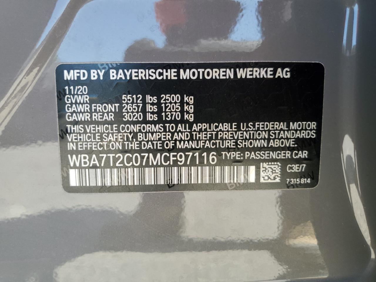 WBA7T2C07MCF97116 2021 BMW 740 I