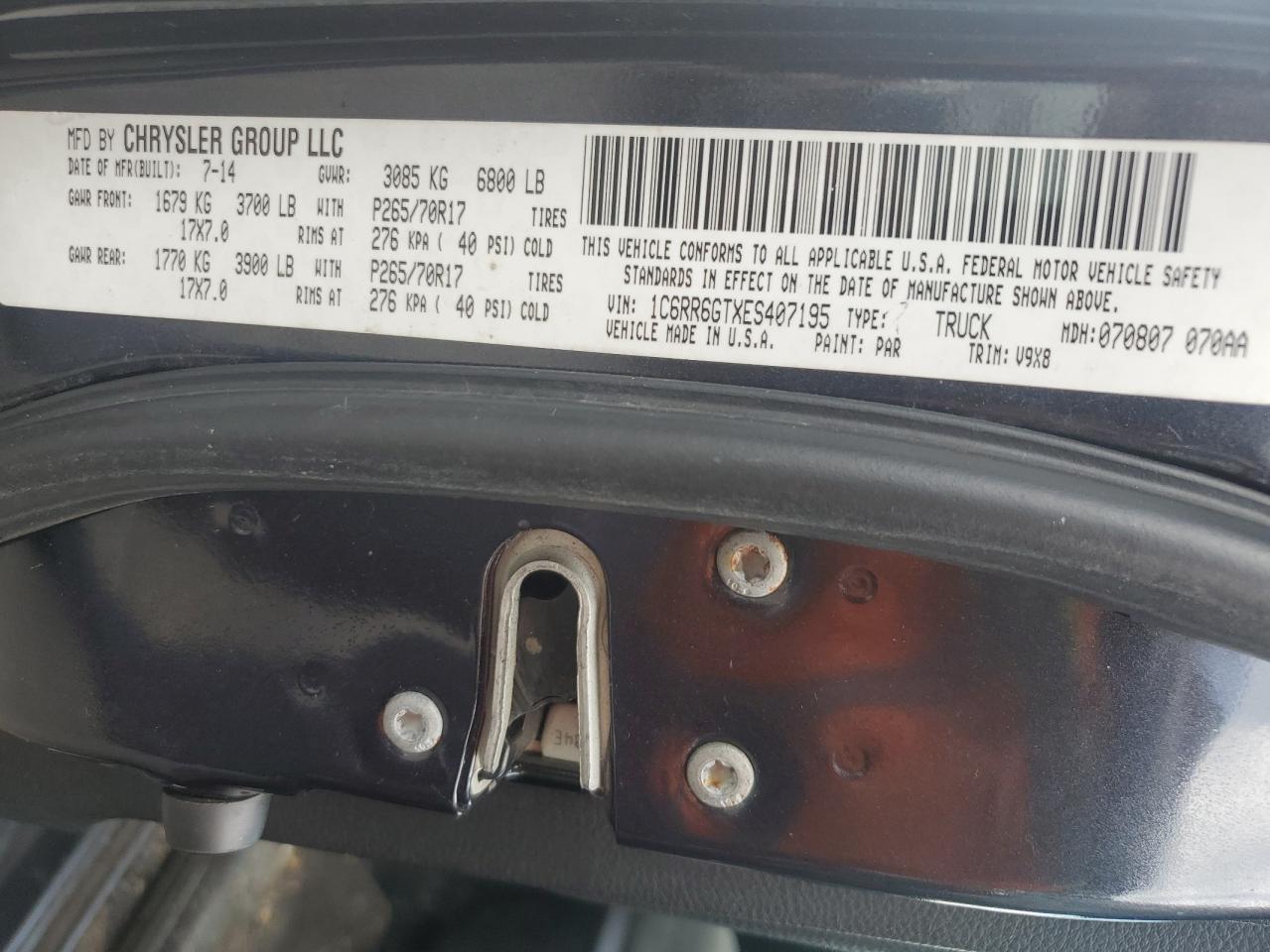 1C6RR6GTXES407195 2014 Ram 1500 Slt