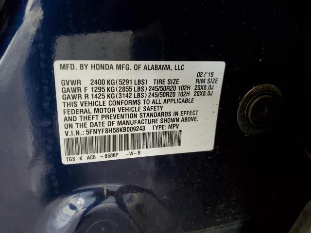 2019 Honda Passport Exl VIN: 5FNYF8H58KB009243 Lot: 54252504