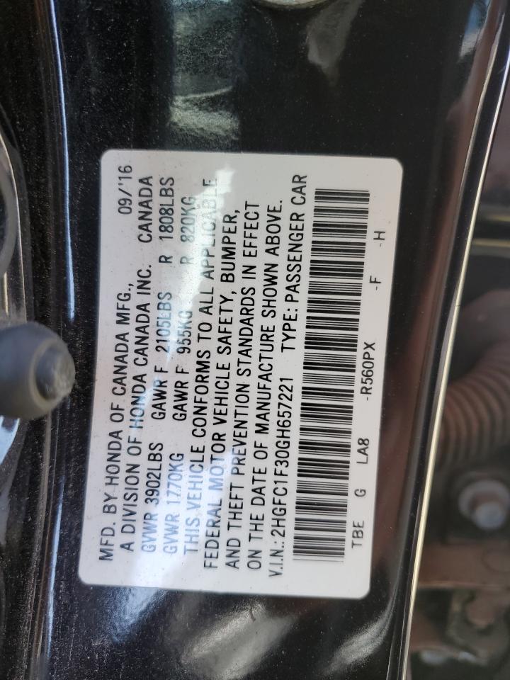 2HGFC1F30GH657221 2016 Honda Civic Ex