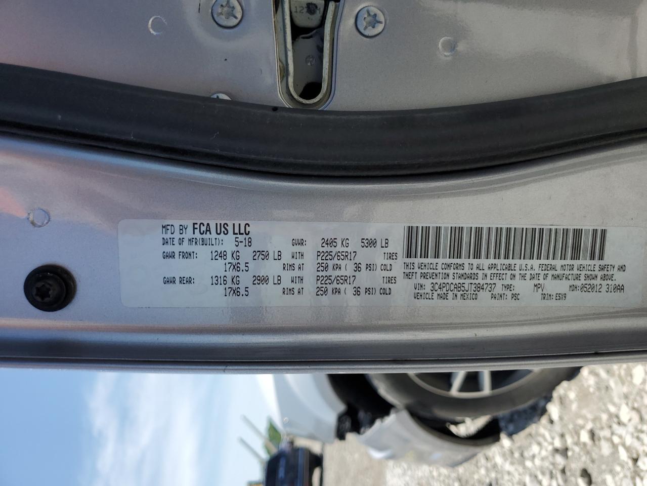 3C4PDCAB5JT384737 2018 Dodge Journey Se