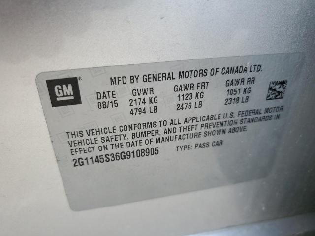 2016 Chevrolet Impala Ltz VIN: 2G1145S36G9108905 Lot: 55156474