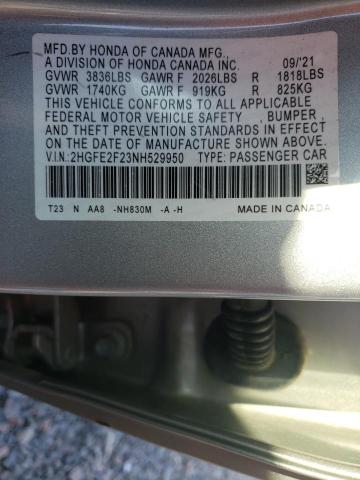 2HGFE2F23NH529950 2022 HONDA CIVIC - Image 12