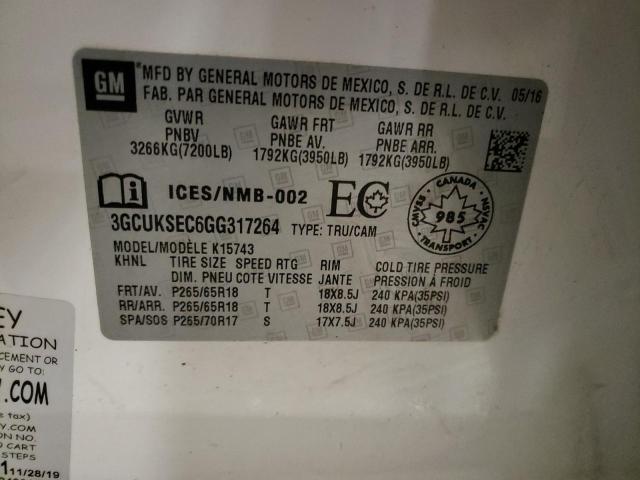 2016 Chevrolet Silverado K1500 Ltz VIN: 3GCUKSEC6GG317264 Lot: 54605524