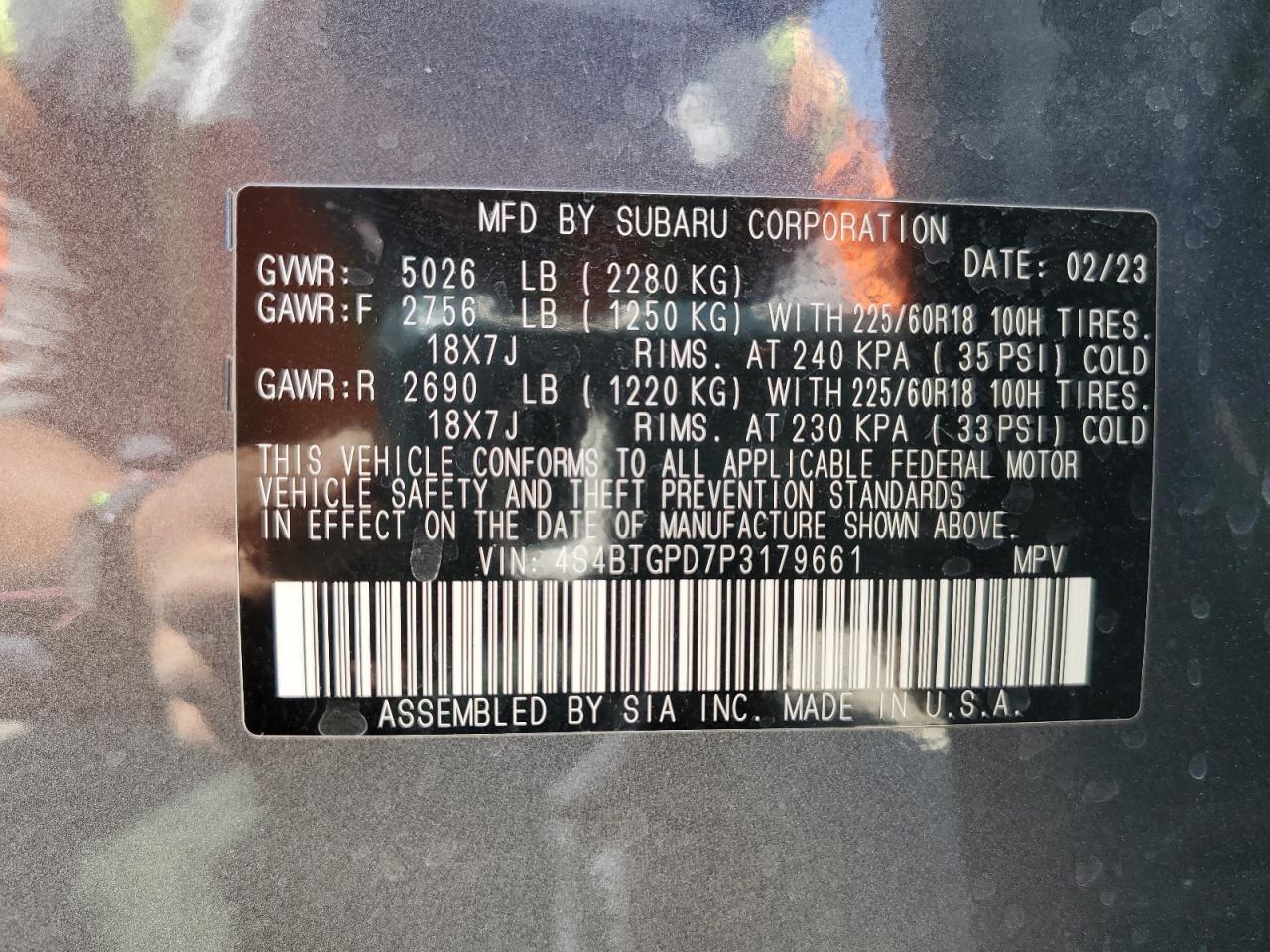 4S4BTGPD7P3179661 2023 Subaru Outback Touring