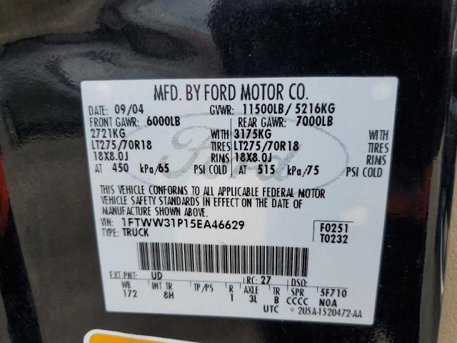 2005 Ford F350 Srw Super Duty VIN: 1FTWW31P15EA46629 Lot: 57012444