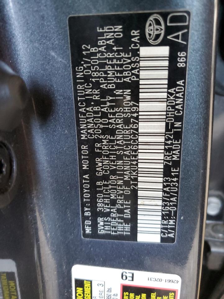 2T1KU4EE6CC767497 2012 Toyota Corolla Matrix