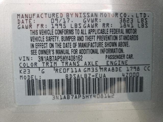 2017 Nissan Sentra S VIN: 3N1AB7AP5HY408162 Lot: 53032384