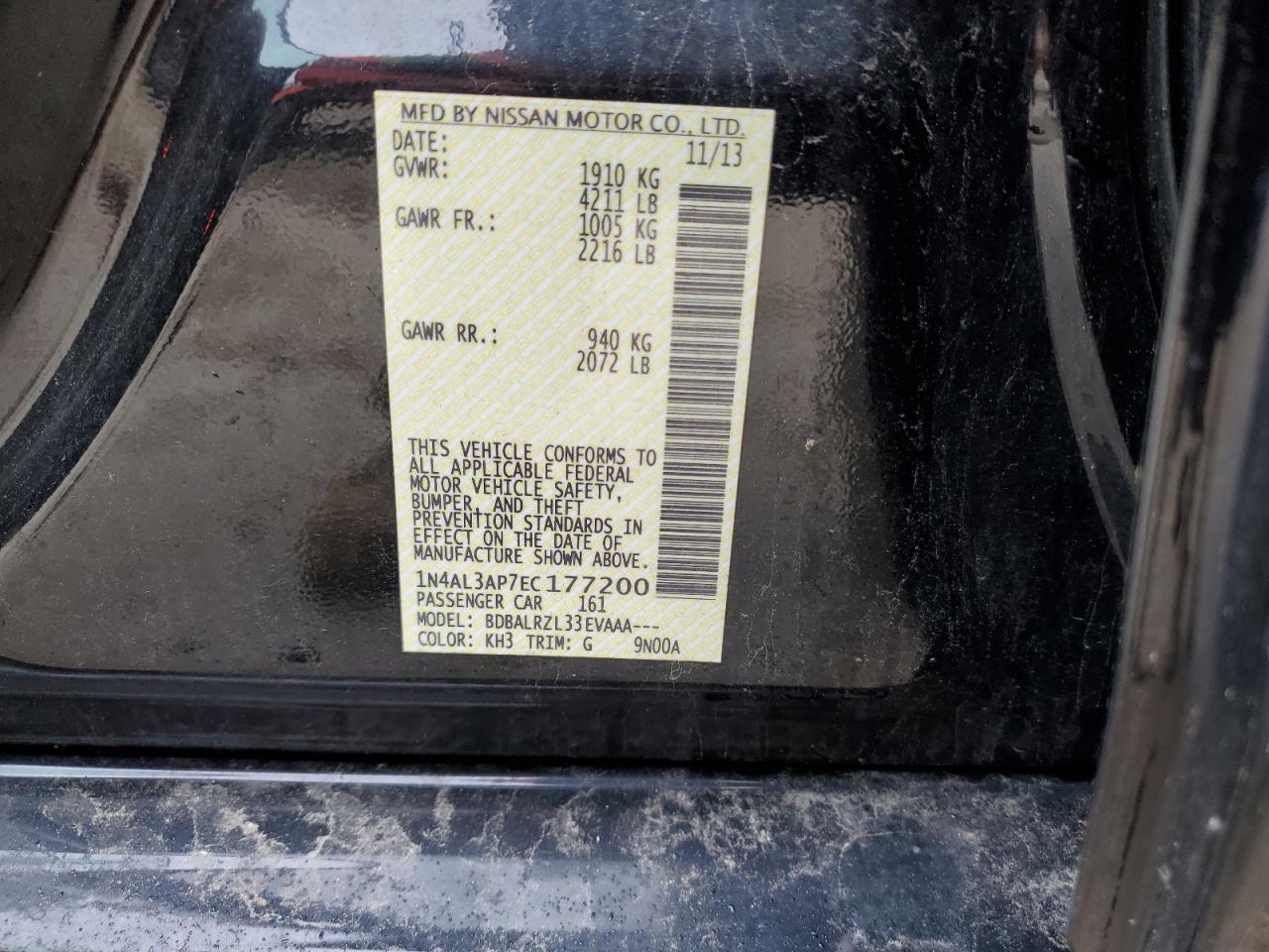 1N4AL3AP7EC177200 2014 Nissan Altima 2.5