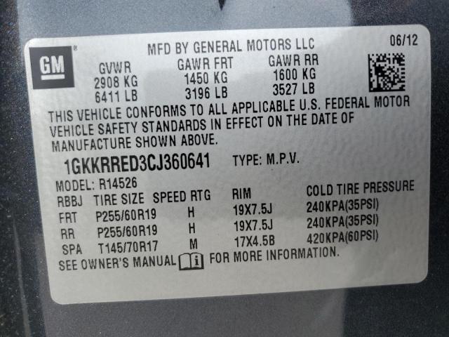 2012 GMC Acadia Slt-1 VIN: 1GKKRRED3CJ360641 Lot: 54765414