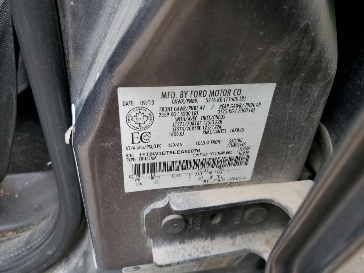 1FT8W3BT8EEA56076 2014 Ford F350 Super Duty