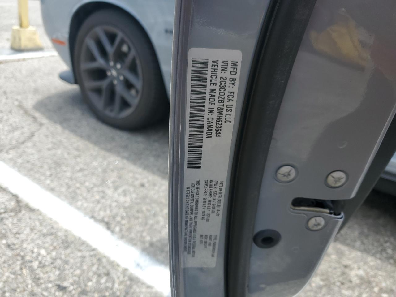 2C3CDZBT8MH623644 2021 Dodge Challenger R/T