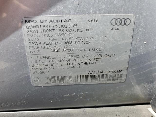 2019 Audi E-Tron Premium Plus VIN: WA1LAAGE5KB021901 Lot: 55328124