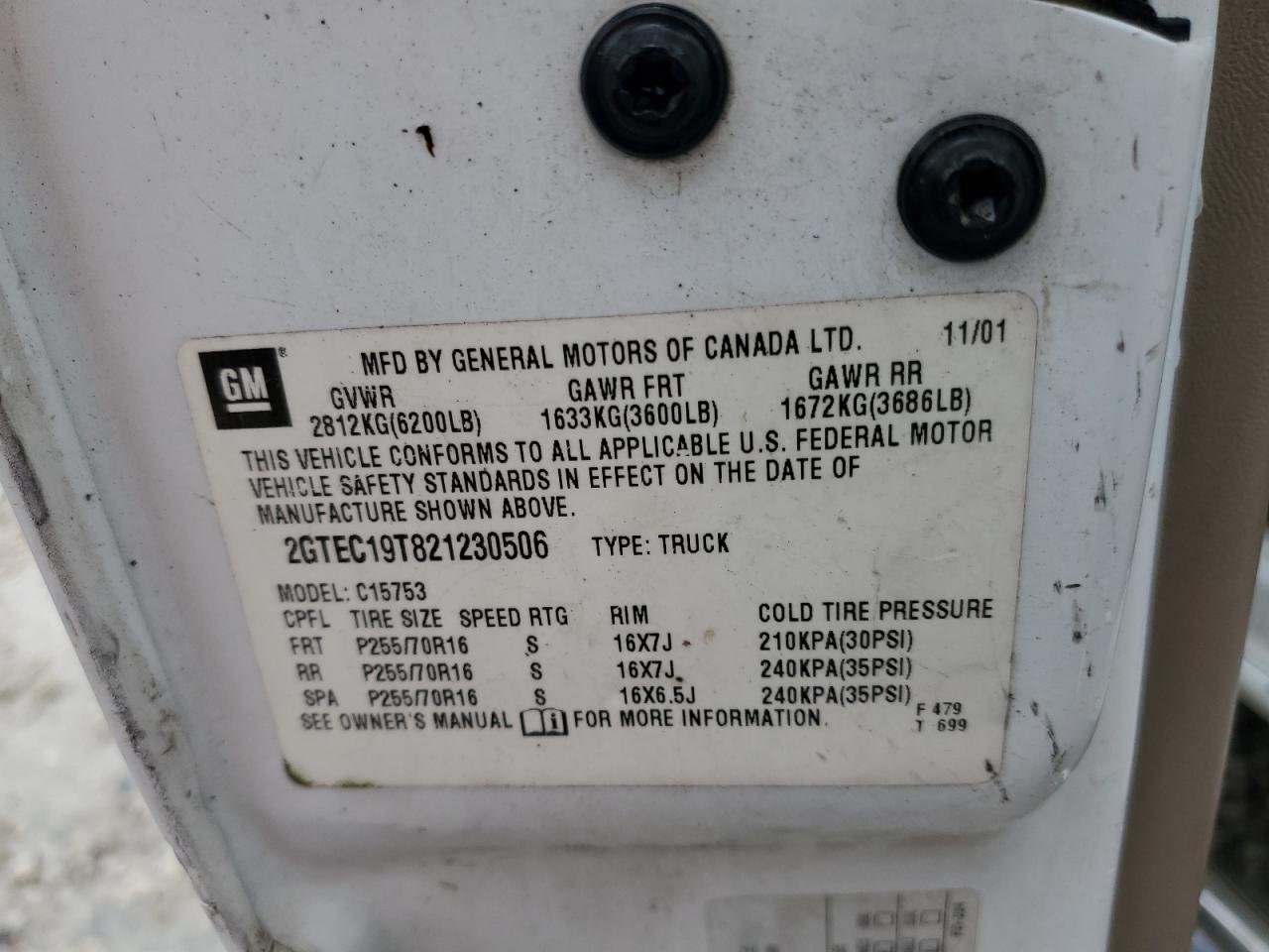 2GTEC19T821230506 2002 GMC New Sierra C1500