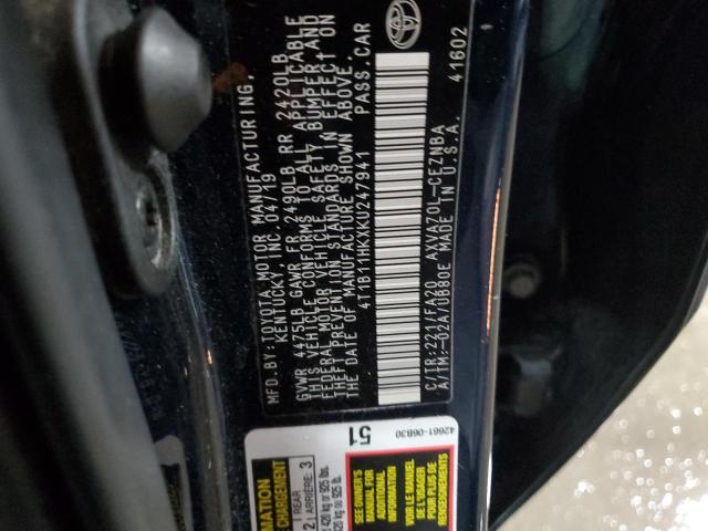 2019 Toyota Camry L VIN: 4T1B11HKXKU247941 Lot: 54200684