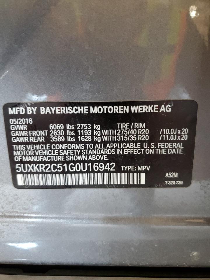 5UXKR2C51G0U16942 2016 BMW X5 Sdrive35I