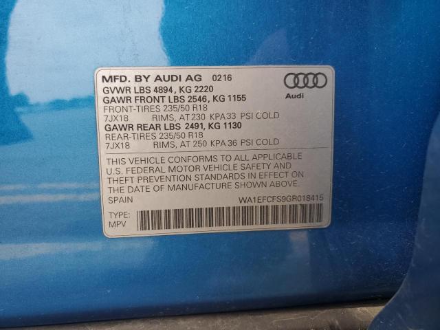 2016 Audi Q3 Premium Plus VIN: WA1EFCFS9GR018415 Lot: 53658894