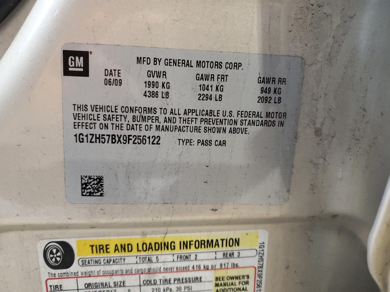 1G1ZH57BX9F256122 2009 Chevrolet Malibu 1Lt