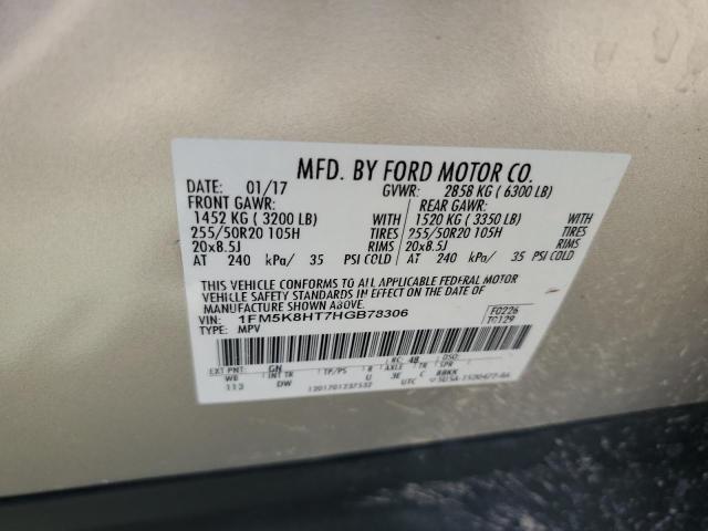2017 Ford Explorer Platinum VIN: 1FM5K8HT7HGB78306 Lot: 55834064