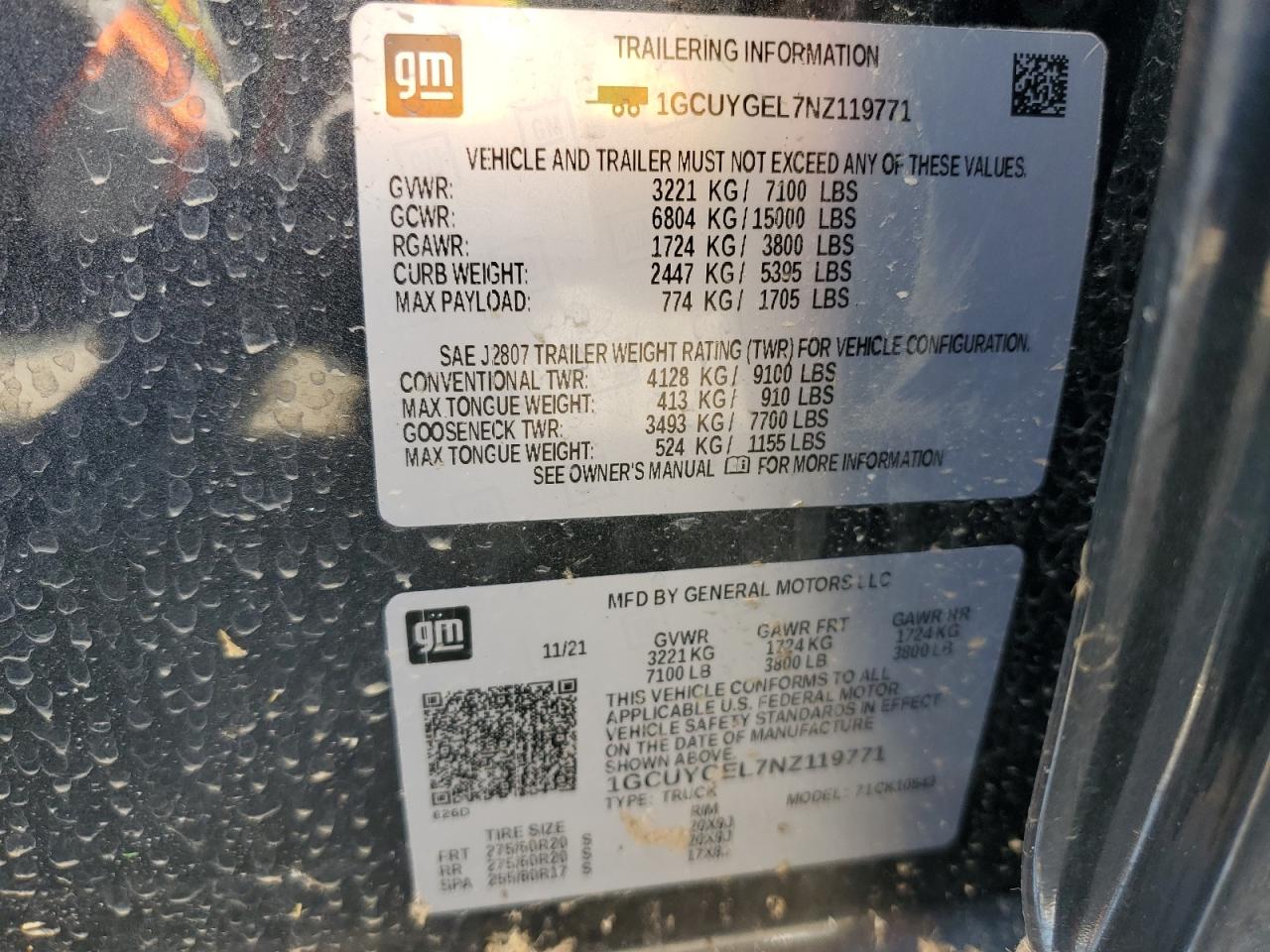 1GCUYGEL7NZ119771 2022 Chevrolet Silverado Ltd K1500 Ltz