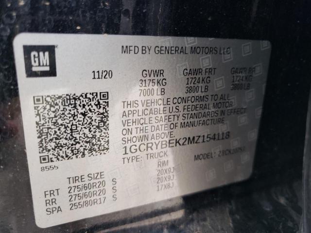 1GCRYBEK2MZ154118 Chevrolet All Models SILVERADO 12