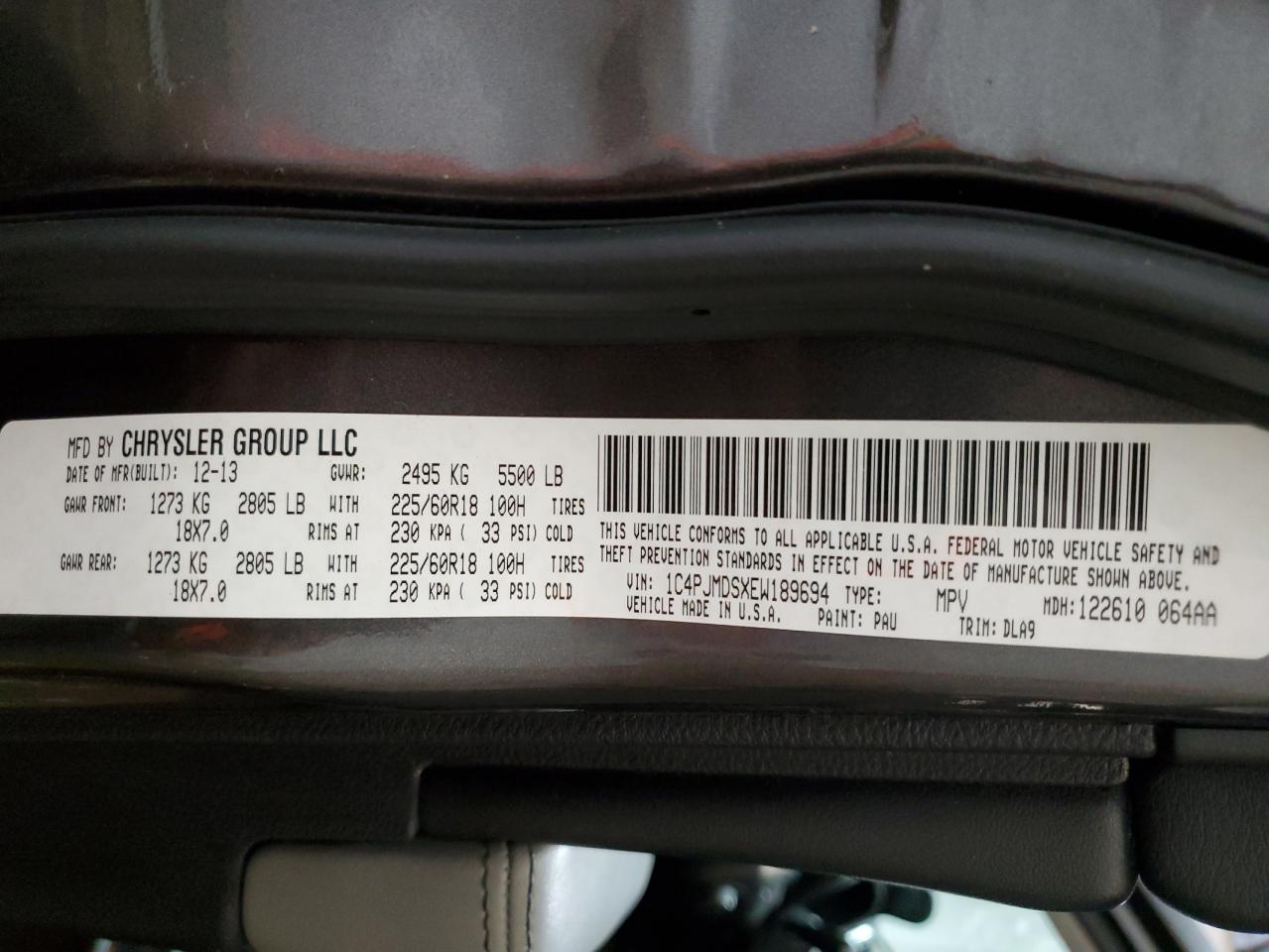 1C4PJMDSXEW189694 2014 Jeep Cherokee Limited