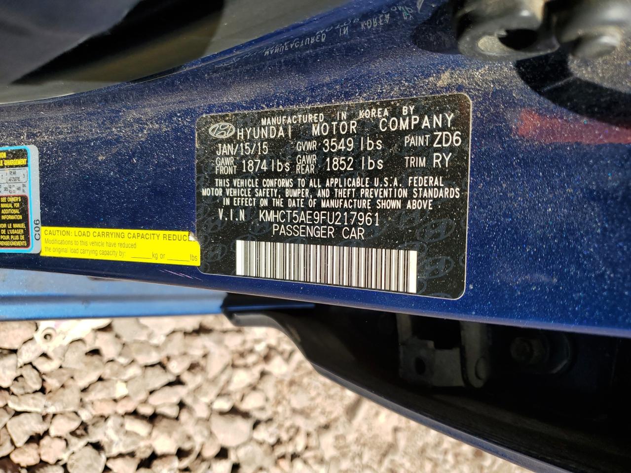 KMHCT5AE9FU217961 2015 Hyundai Accent Gs