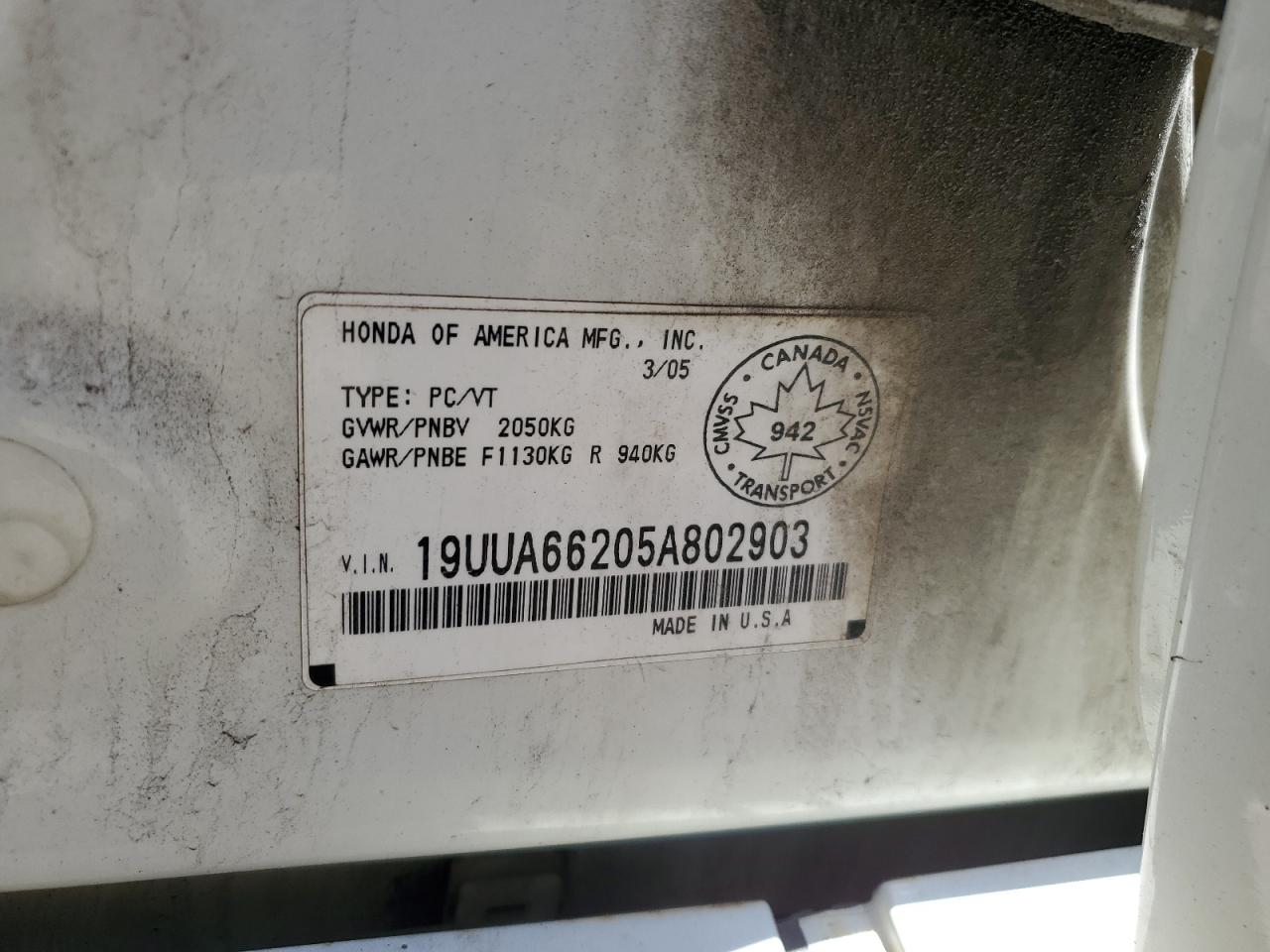 19UUA66205A802903 2005 Acura Tl