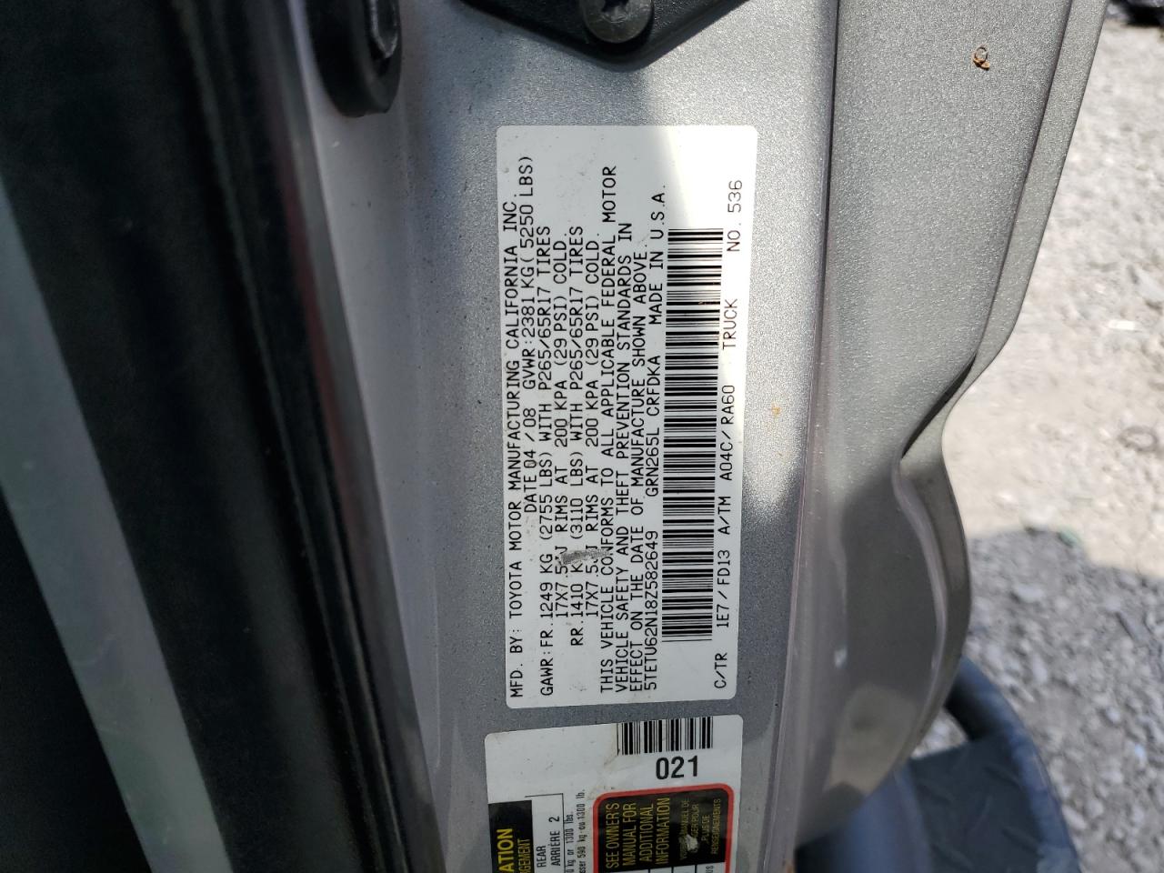 5TETU62N18Z582649 2008 Toyota Tacoma Prerunner Access Cab