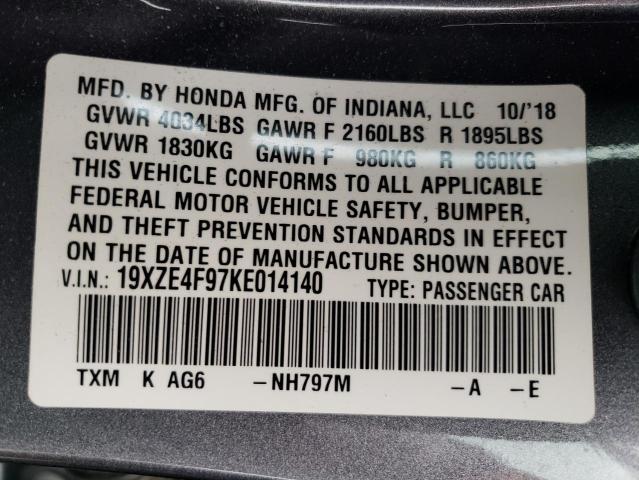 2019 Honda Insight Touring VIN: 19XZE4F97KE014140 Lot: 54265814