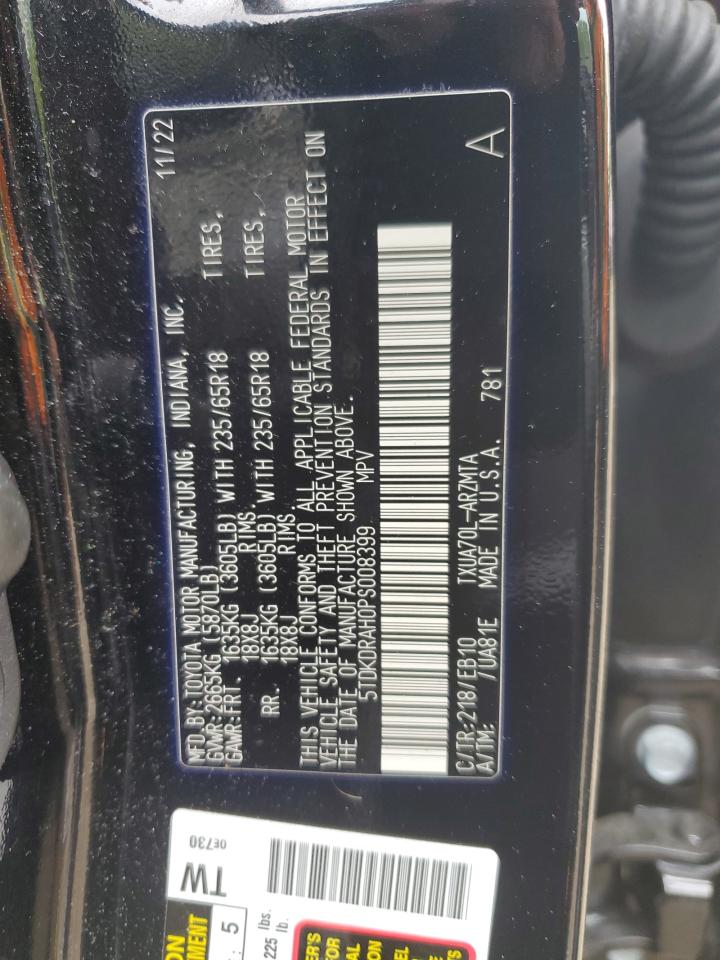 5TDKDRAH0PS008399 2023 Toyota Highlander L