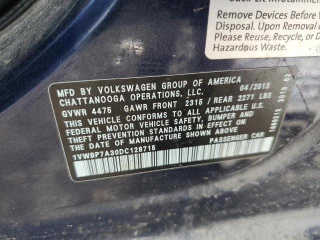 2013 Volkswagen Passat Se VIN: 1VWBP7A30DC128715 Lot: 56066534