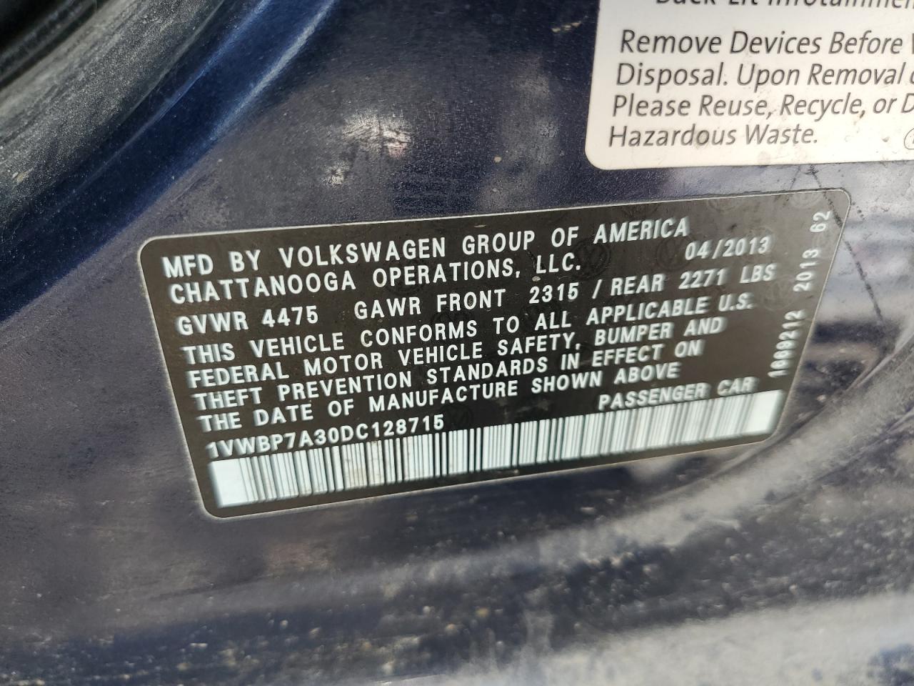 1VWBP7A30DC128715 2013 Volkswagen Passat Se