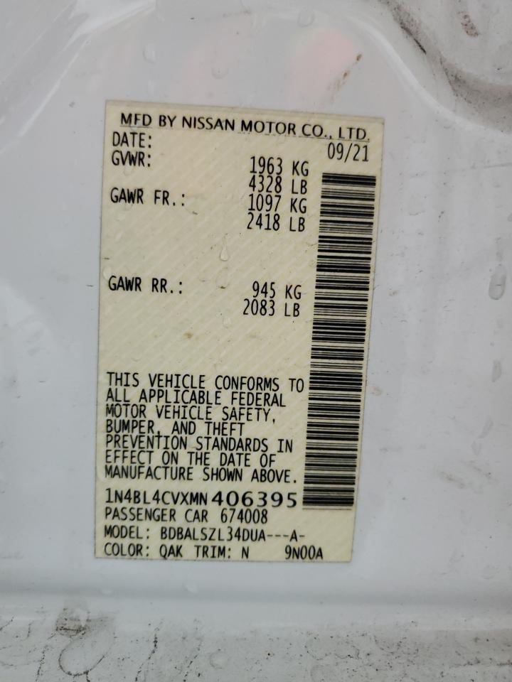 1N4BL4CVXMN406395 2021 Nissan Altima Sr