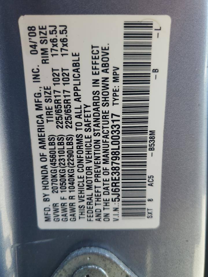 5J6RE38798L003317 2008 Honda Cr-V Exl