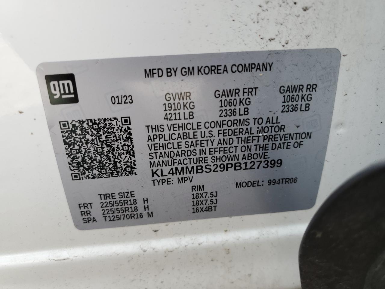 KL4MMBS29PB127399 2023 Buick Encore Gx Preferred
